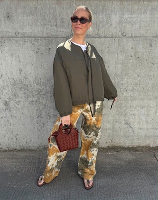 Elouise Abstract Cotton Bukser - Forest Combo